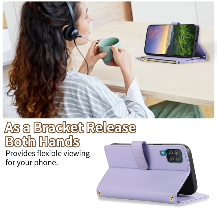 For Samsung Galaxy A12 4G Rhombic Zipper Wallet Leather Phone Case