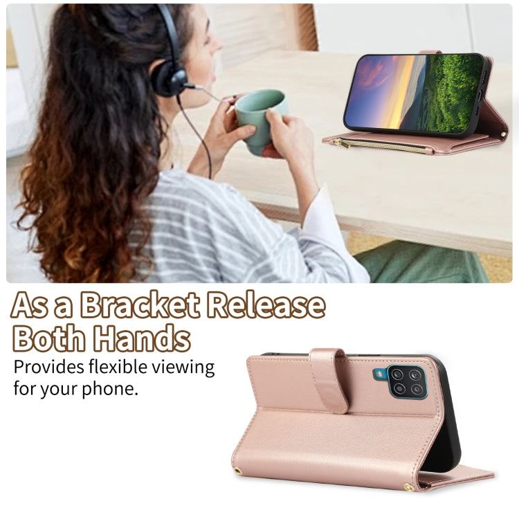 For Samsung Galaxy A12 4G Rhombic Zipper Wallet Leather Phone Case