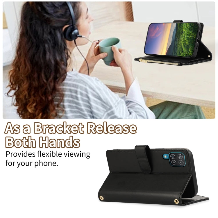 For Samsung Galaxy A12 4G Rhombic Zipper Wallet Leather Phone Case