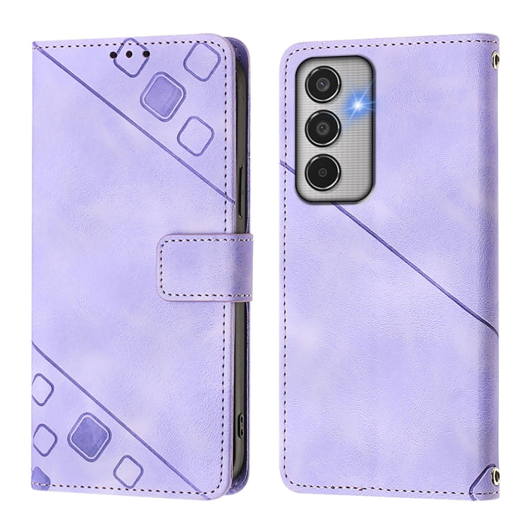 For Samsung Galaxy M35 Skin-feel Embossed Leather Phone Case