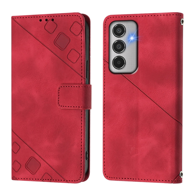 For Samsung Galaxy M35 Skin-feel Embossed Leather Phone Case