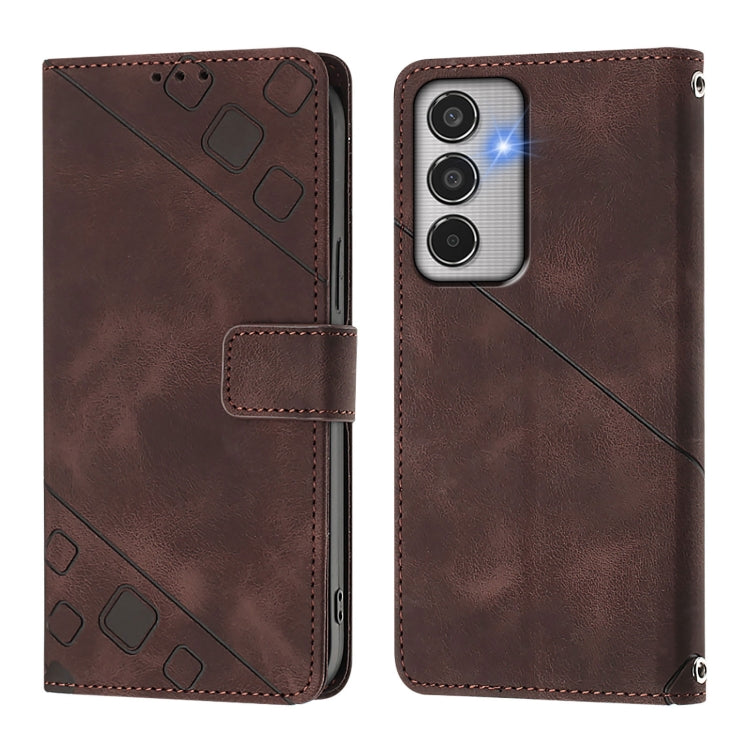 For Samsung Galaxy M35 Skin-feel Embossed Leather Phone Case
