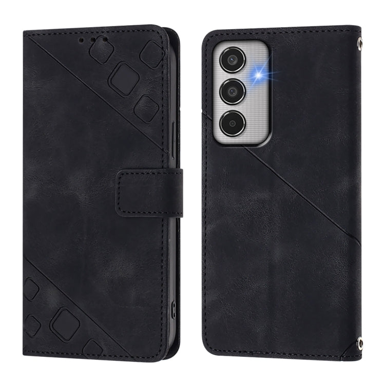 For Samsung Galaxy M35 Skin-feel Embossed Leather Phone Case