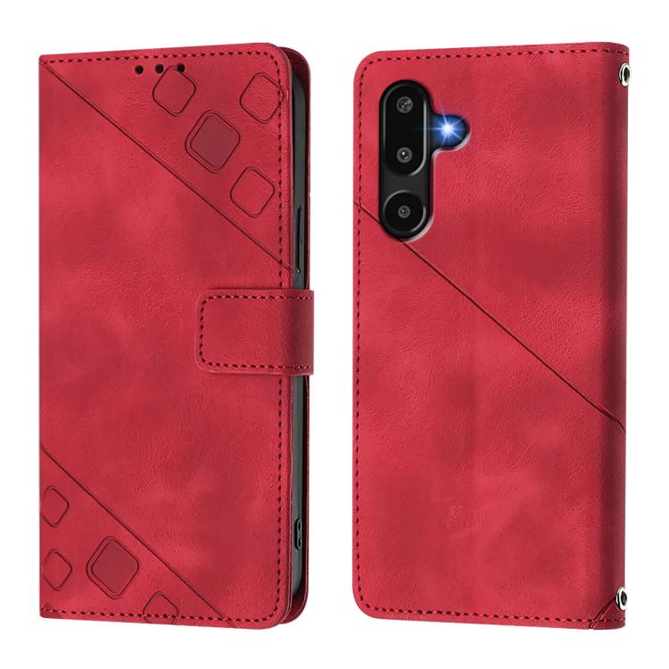 For Samsung Galaxy M16 5G Global Skin-feel Embossed Leather Phone Case