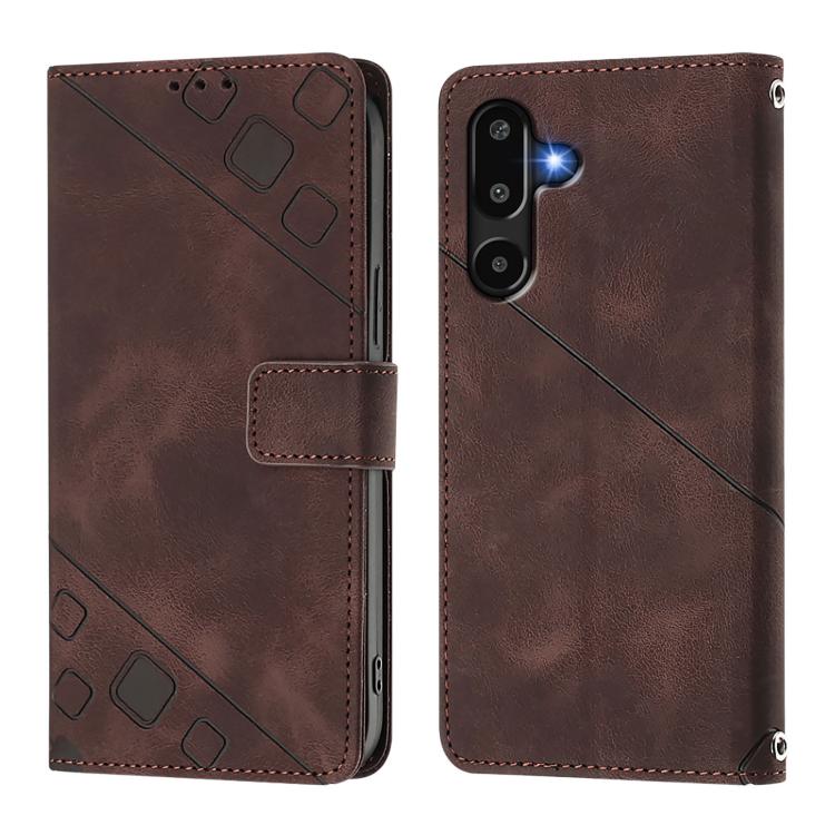 For Samsung Galaxy M16 5G Global Skin-feel Embossed Leather Phone Case