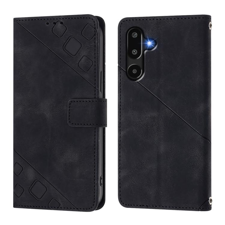 For Samsung Galaxy M16 5G Global Skin-feel Embossed Leather Phone Case