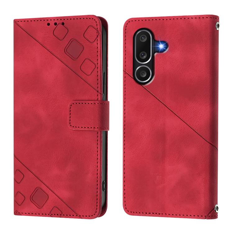 For Samsung Galaxy M56 5G Skin-feel Embossed Leather Phone Case