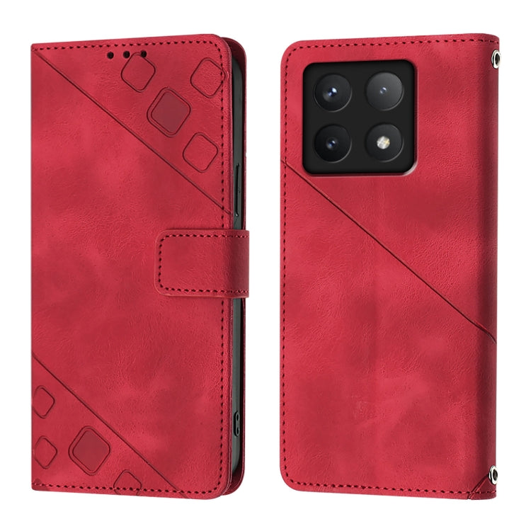 For Xiaomi 14T Skin-feel Embossed Leather Phone Case