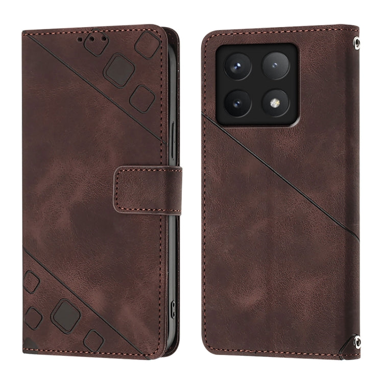For Xiaomi 14T Skin-feel Embossed Leather Phone Case