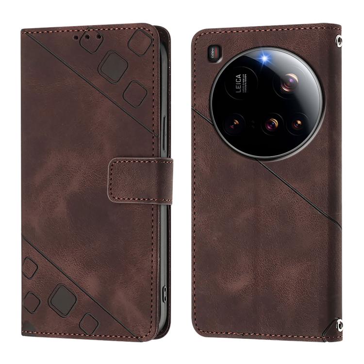 For Xiaomi 15 Ultra Skin-feel Embossed Leather Phone Case