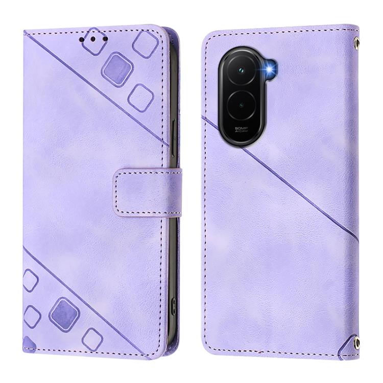 For Xiaomi Poco M7 4G 169mm Skin-feel Embossed Leather Phone Case