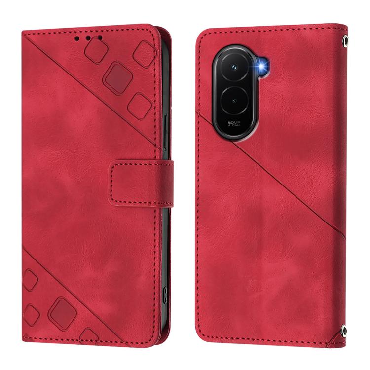 For Xiaomi Poco M7 4G 169mm Skin-feel Embossed Leather Phone Case