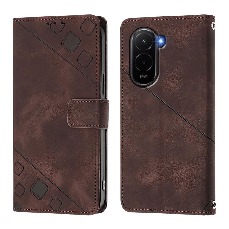 For Xiaomi Poco M7 4G 169mm Skin-feel Embossed Leather Phone Case