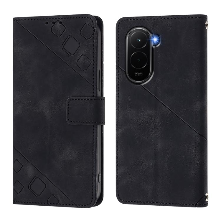For Xiaomi Poco M7 4G 169mm Skin-feel Embossed Leather Phone Case