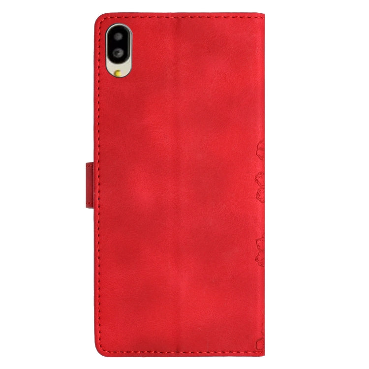 For Sharp Basio active SHG09 Cherry Blossom Butterfly Skin Feel Embossed PU Phone Case