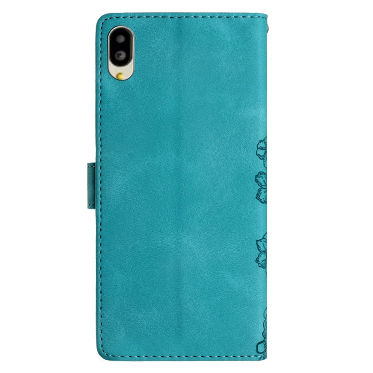 For Sharp Basio active SHG09 Cherry Blossom Butterfly Skin Feel Embossed PU Phone Case