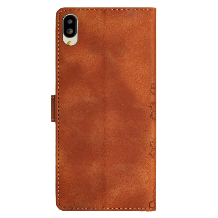 For Sharp Basio active SHG09 Cherry Blossom Butterfly Skin Feel Embossed PU Phone Case