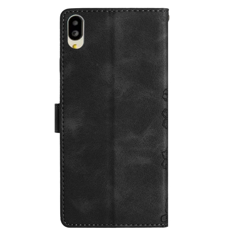 For Sharp Basio active SHG09 Cherry Blossom Butterfly Skin Feel Embossed PU Phone Case