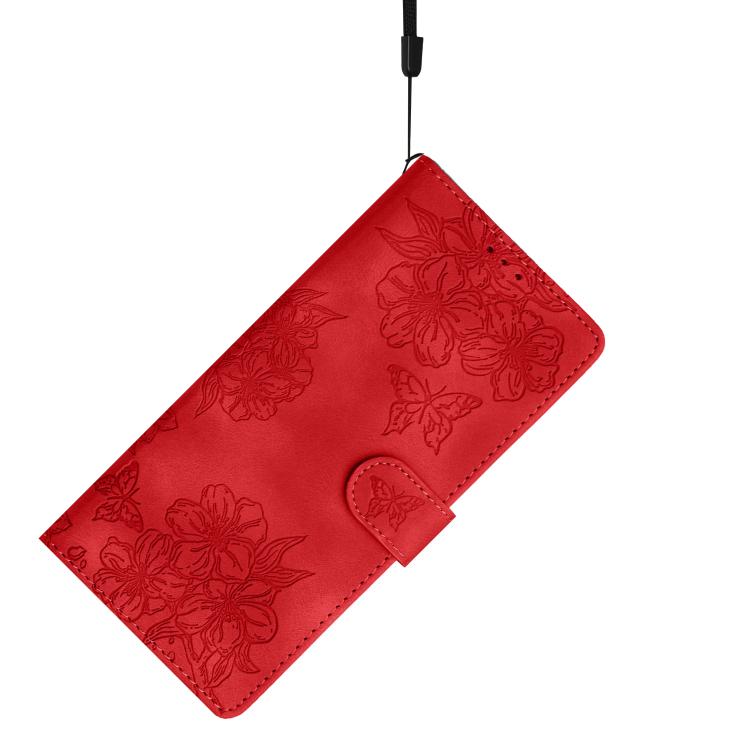 For OnePlus 15 Cherry Blossom Butterfly Skin Feel Embossed PU Phone Case