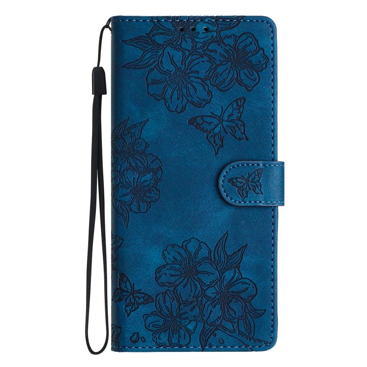 For OnePlus 15 Cherry Blossom Butterfly Skin Feel Embossed PU Phone Case