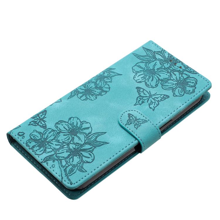 For OnePlus 15 Cherry Blossom Butterfly Skin Feel Embossed PU Phone Case