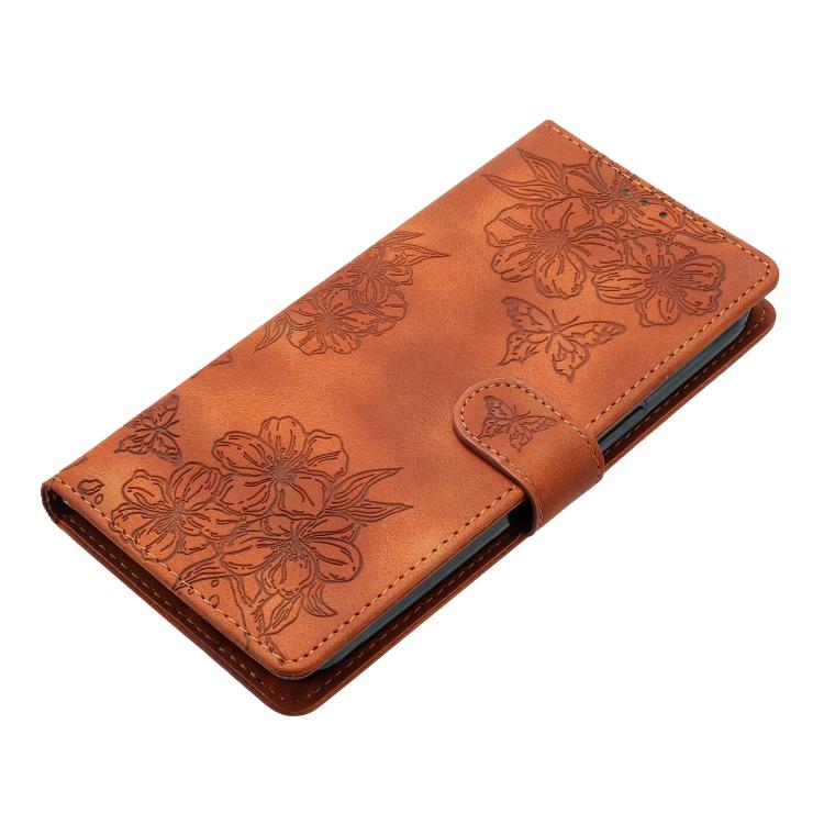 For OnePlus 15 Cherry Blossom Butterfly Skin Feel Embossed PU Phone Case