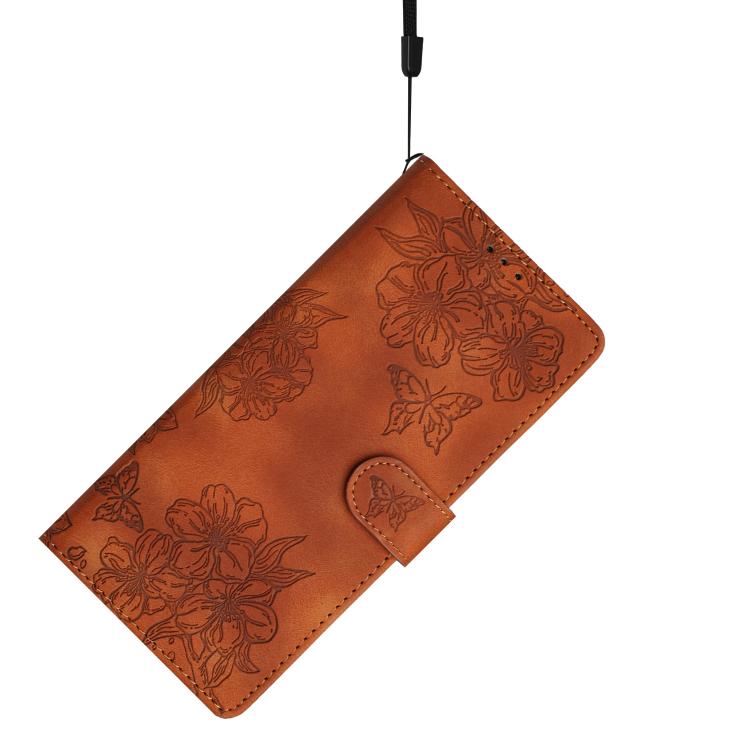 For OnePlus 15 Cherry Blossom Butterfly Skin Feel Embossed PU Phone Case