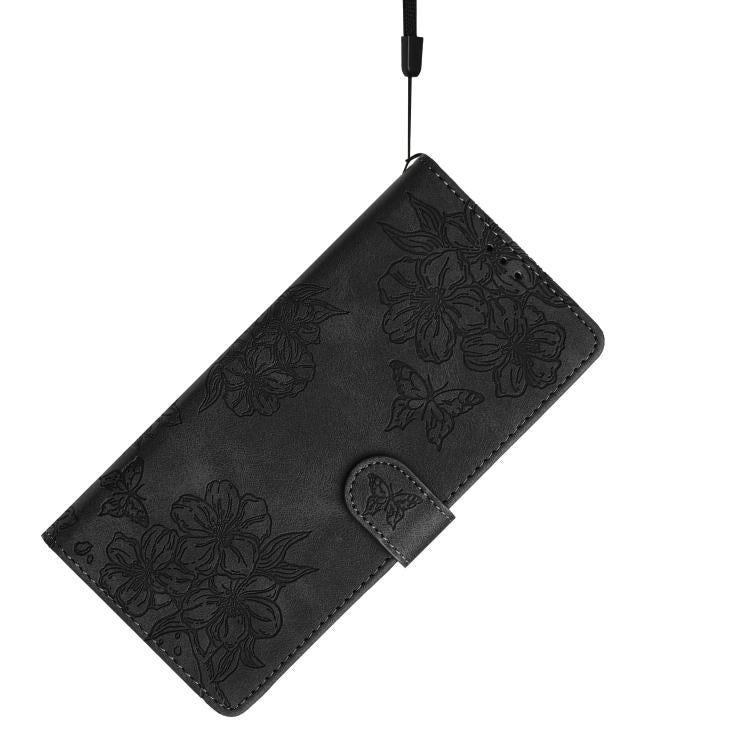 For OnePlus 15 Cherry Blossom Butterfly Skin Feel Embossed PU Phone Case