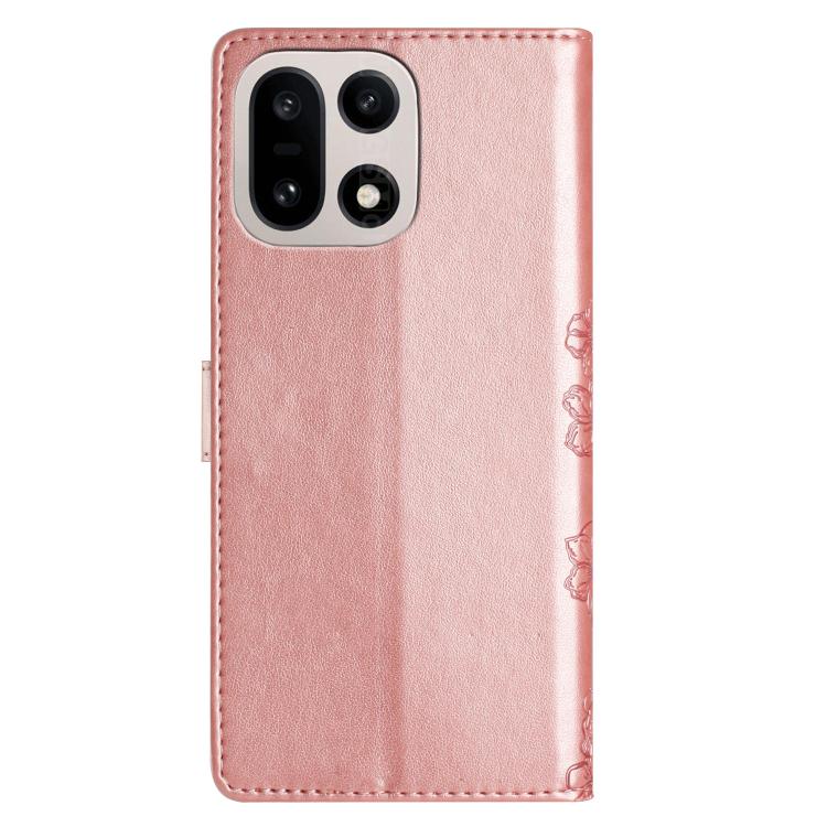 For OnePlus 15 Cherry Blossom Butterfly Skin Feel Embossed PU Phone Case