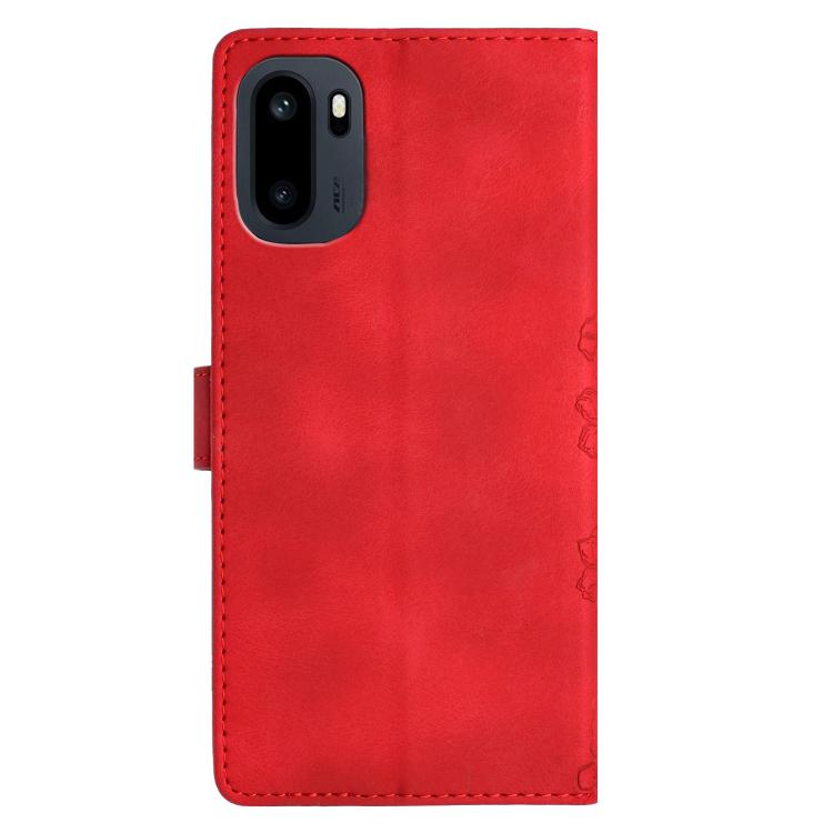 For OnePlus Ace 6 Cherry Blossom Butterfly Skin Feel Embossed PU Phone Case