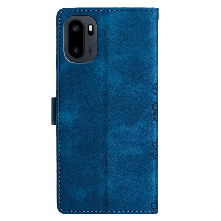 For OnePlus Ace 6 Cherry Blossom Butterfly Skin Feel Embossed PU Phone Case