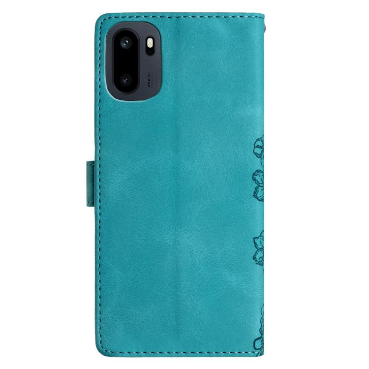 For OnePlus Ace 6 Cherry Blossom Butterfly Skin Feel Embossed PU Phone Case