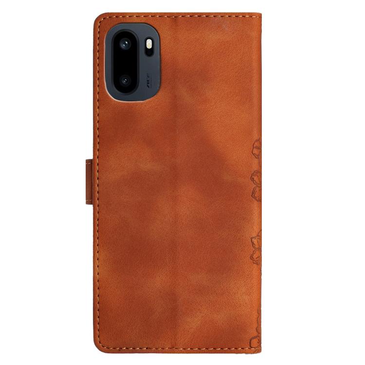 For OnePlus Ace 6 Cherry Blossom Butterfly Skin Feel Embossed PU Phone Case