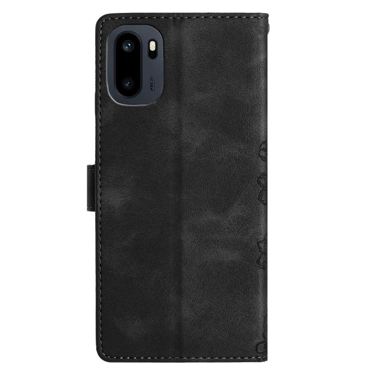 For OnePlus Ace 6 Cherry Blossom Butterfly Skin Feel Embossed PU Phone Case