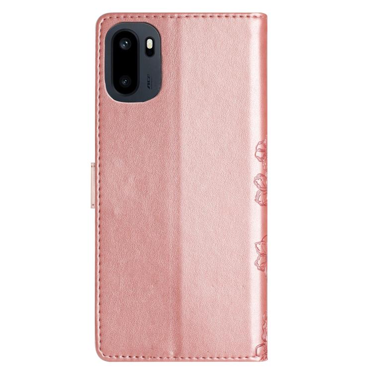 For OnePlus Ace 6 Cherry Blossom Butterfly Skin Feel Embossed PU Phone Case
