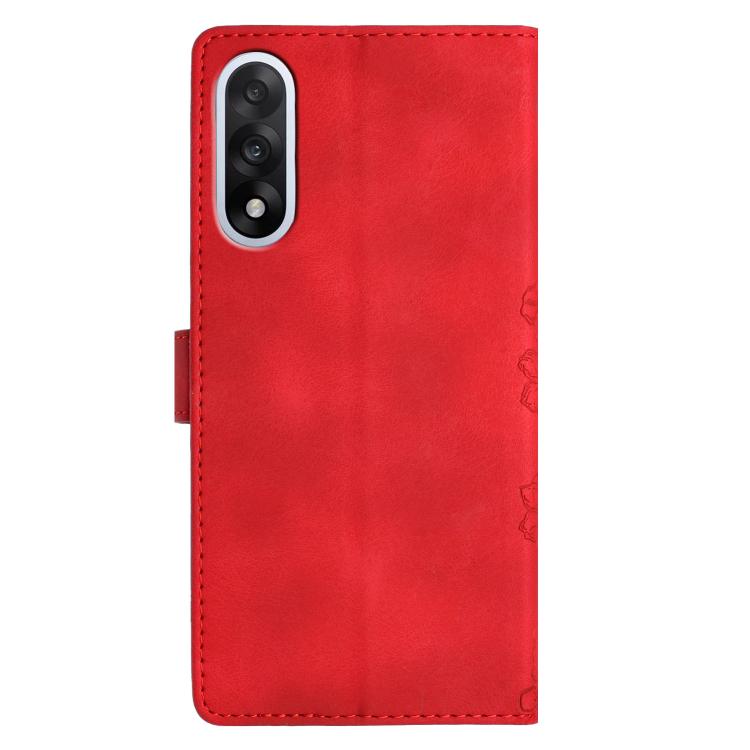 For OnePlus Nord 5 Cherry Blossom Butterfly Skin Feel Embossed PU Phone Case