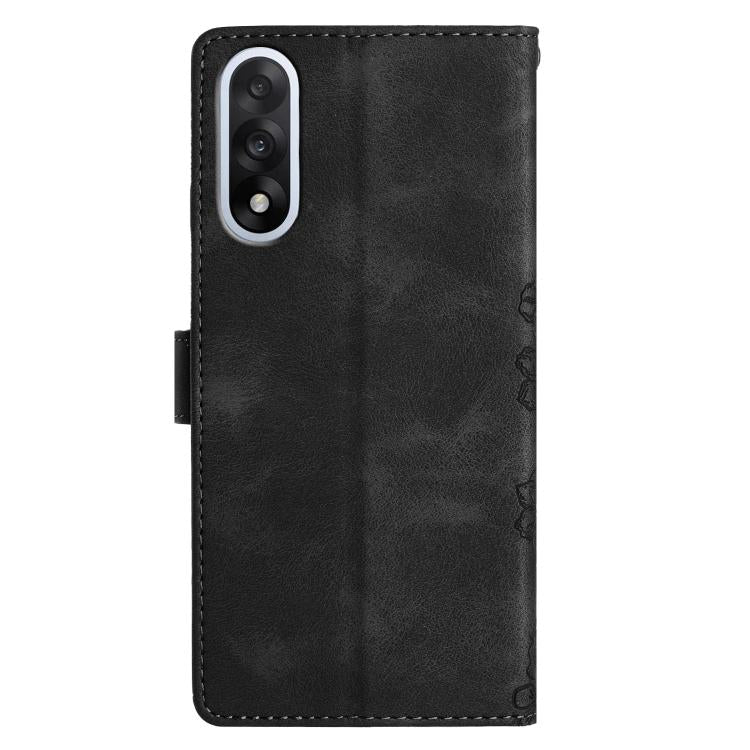 For OnePlus Nord 5 Cherry Blossom Butterfly Skin Feel Embossed PU Phone Case