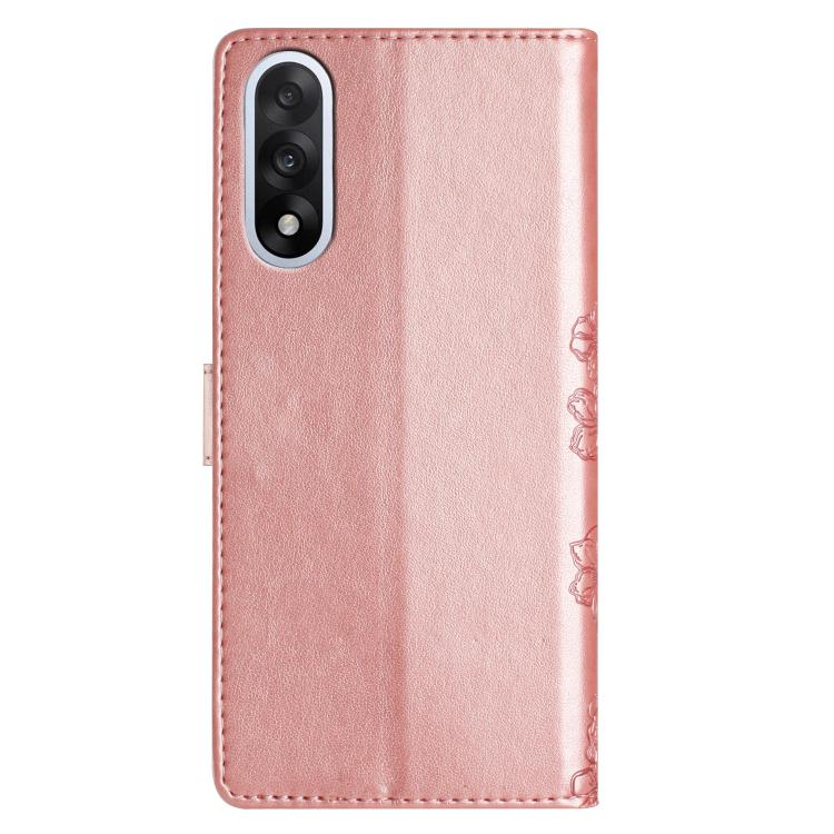 For OnePlus Nord 5 Cherry Blossom Butterfly Skin Feel Embossed PU Phone Case