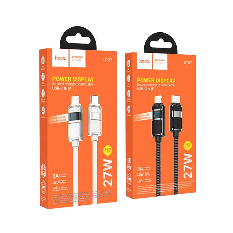 hoco U137 USB-C / Type-C to 8 Pin Line PD Charging Data Cable with Display, Length:1.2m