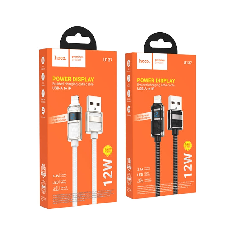 hoco U137 USB to 8 Pin Line 2.4A Charging Data Cable with Display, Length:1.2m