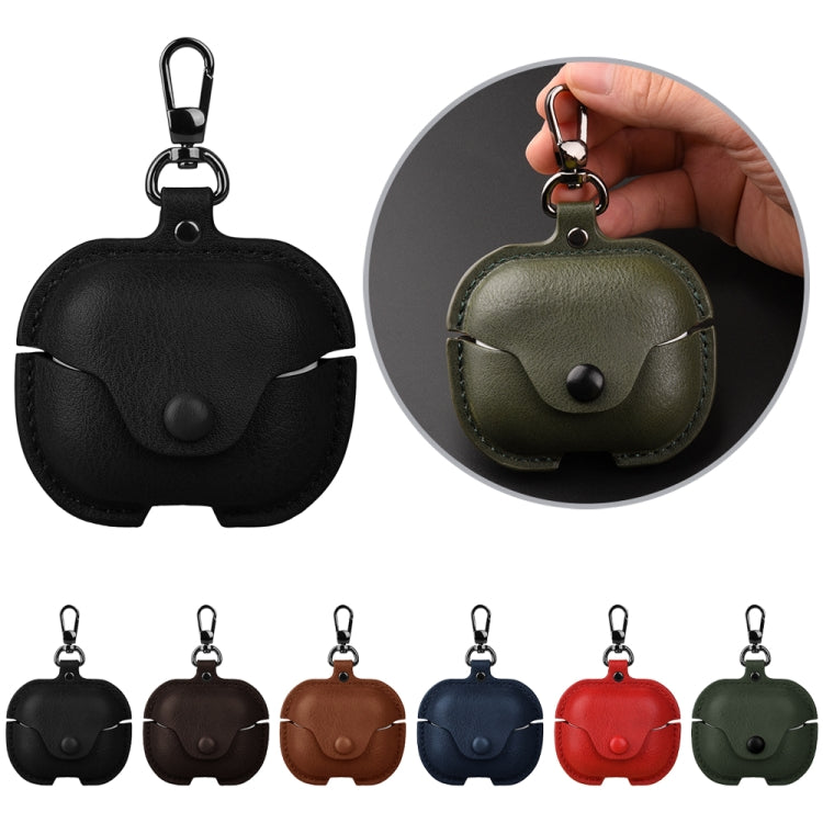 For Samsung Galaxy Buds3 FE Business Leather Bluetooth Earphone Protective Case with Hook