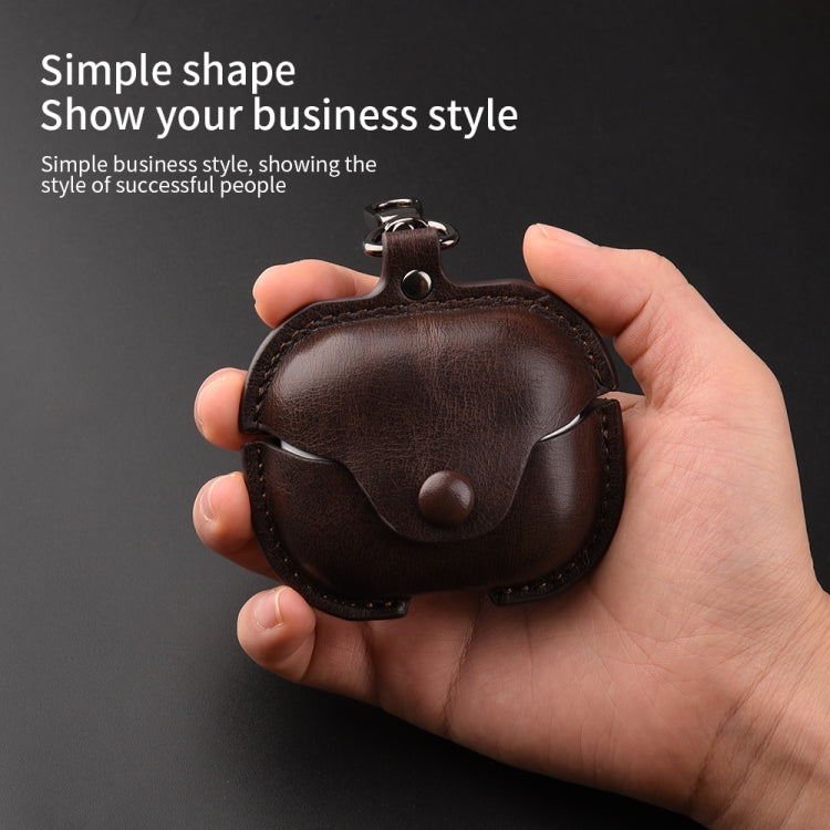 For Samsung Galaxy Buds3 FE Business Leather Bluetooth Earphone Protective Case with Hook