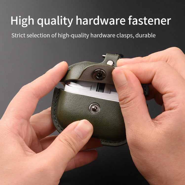 For Samsung Galaxy Buds3 FE Business Leather Bluetooth Earphone Protective Case with Hook