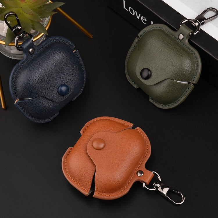 For Samsung Galaxy Buds3 FE Business Leather Bluetooth Earphone Protective Case with Hook