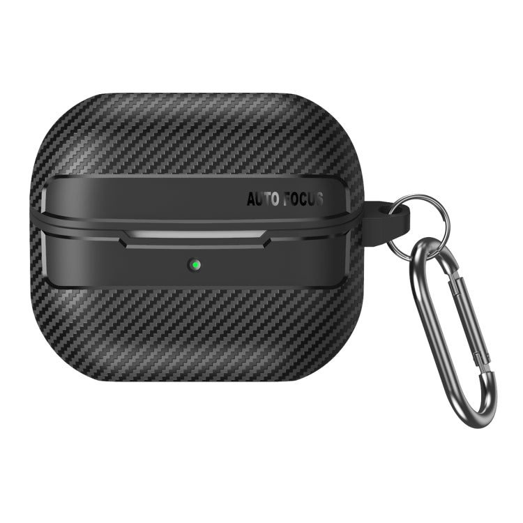 For Samsung Galaxy Buds3 / 3 Pro Carbon Fiber Texture Earphone Protective Case with Carabiner