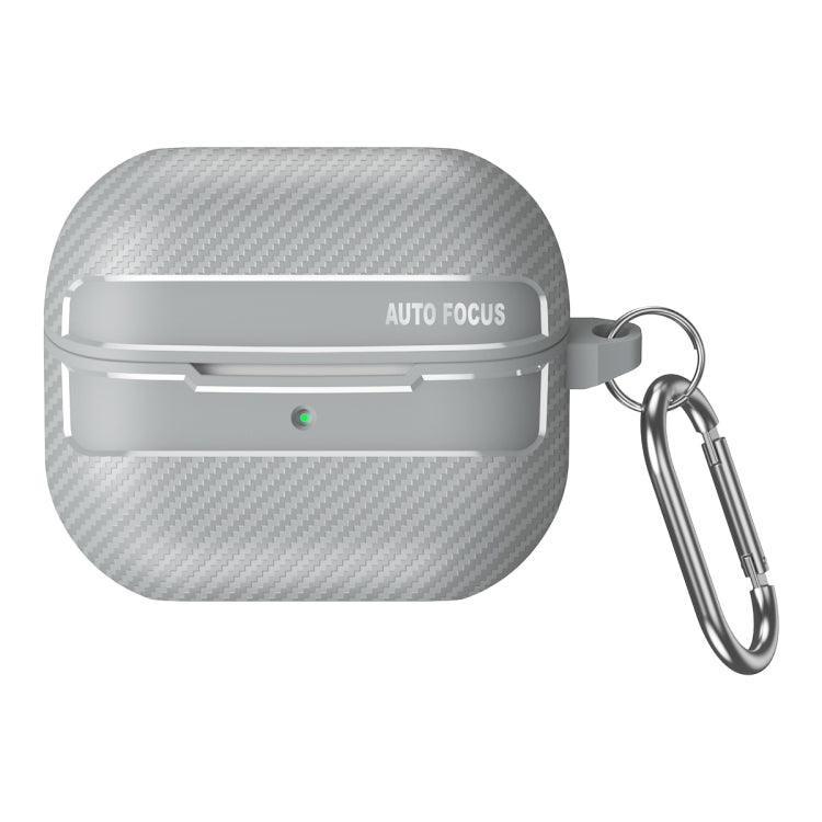 For Samsung Galaxy Buds3 / 3 Pro Carbon Fiber Texture Earphone Protective Case with Carabiner
