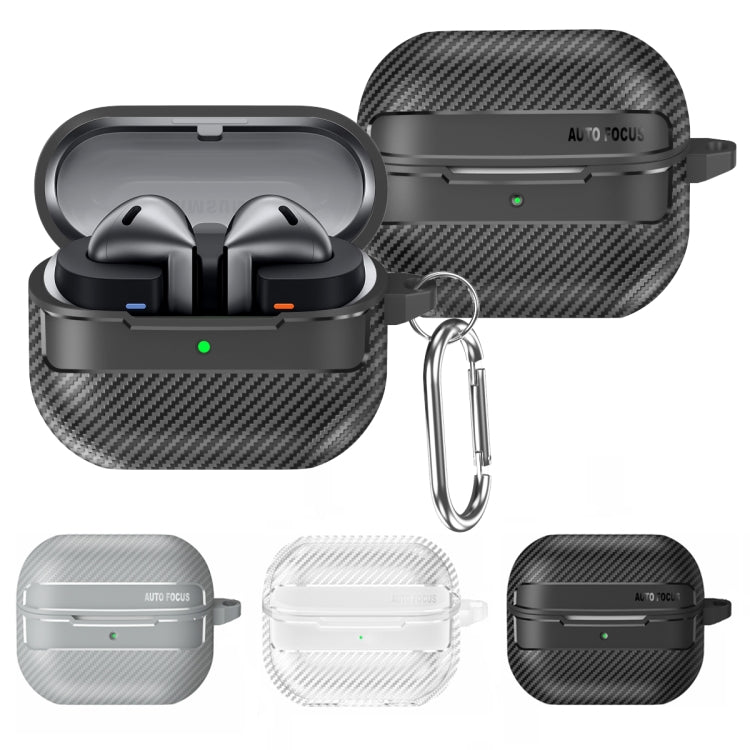 For Samsung Galaxy Buds3 / 3 Pro Carbon Fiber Texture Earphone Protective Case with Carabiner