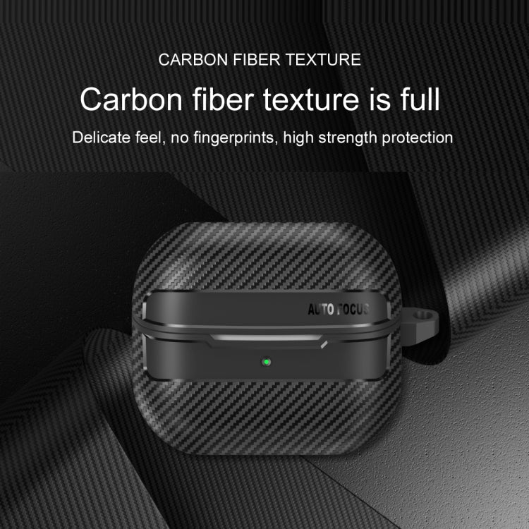 For Samsung Galaxy Buds3 / 3 Pro Carbon Fiber Texture Earphone Protective Case with Carabiner