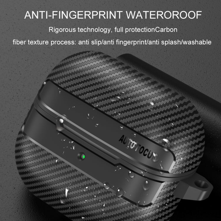 For Samsung Galaxy Buds3 / 3 Pro Carbon Fiber Texture Earphone Protective Case with Carabiner
