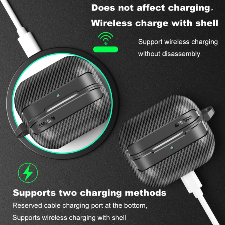 For Samsung Galaxy Buds3 / 3 Pro Carbon Fiber Texture Earphone Protective Case with Carabiner